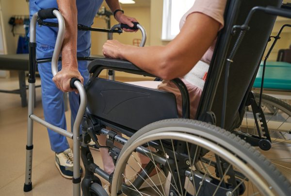 stroke woman uses walker for support in rehab cent 2021 11 03 15 46 49 utc